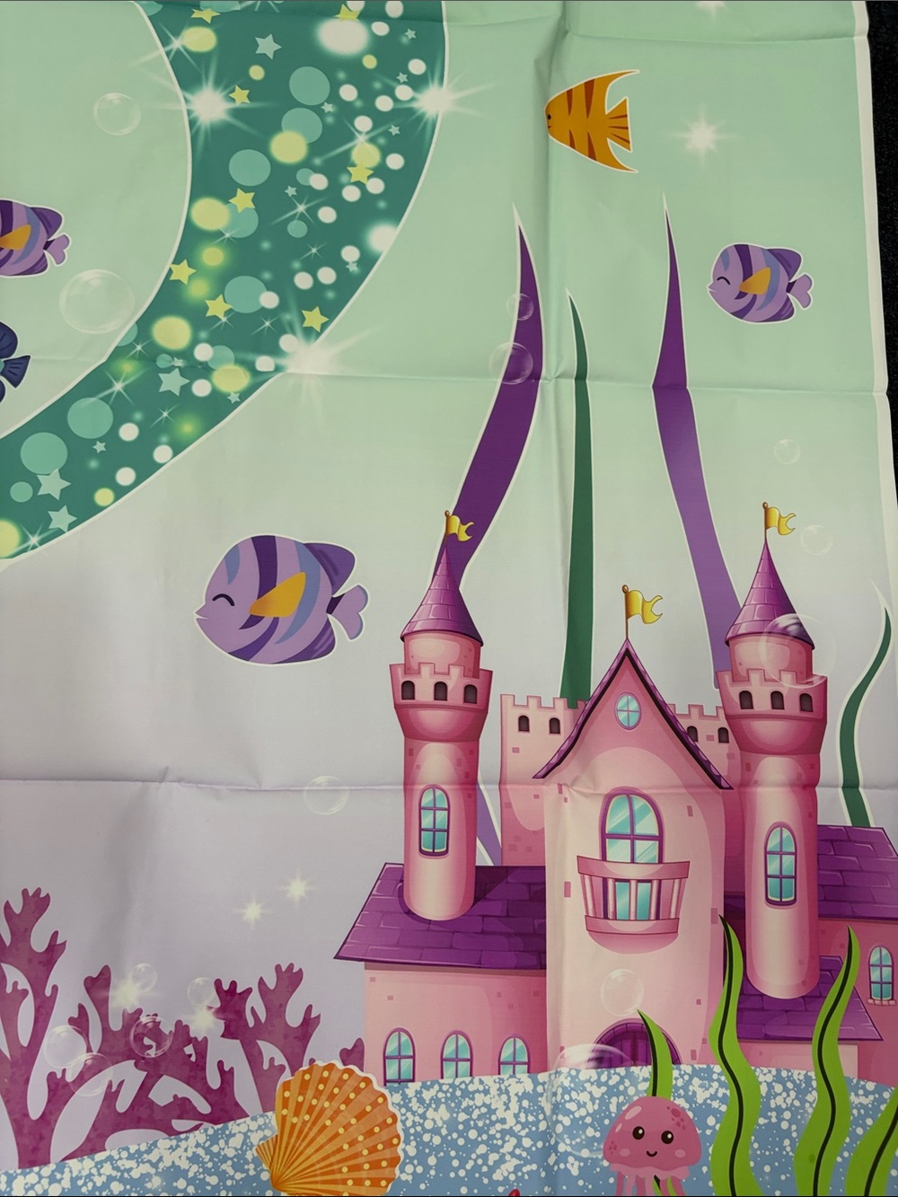 Our Little Mermaid Birthday Backdrop - Pastel Mermaid Tail 3.5 x 4.5 ft - Picture 3 of 4